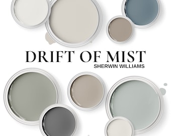 Sherwin Williams Drift of Mist Coordinating Colors ~  Complementary Color Palette for Whole House Interior and Exterior.