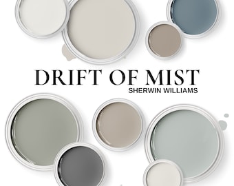 Sherwin Williams Drift of Mist and Coordinating Colors. Paint Palette Guide (Digital Download)