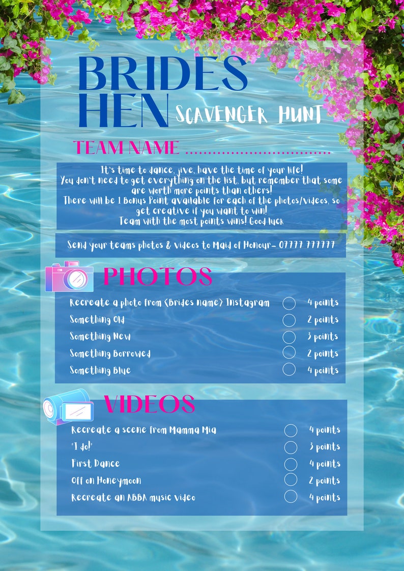 Mamma Mia Personalised Hen Party Game Pack Etsy