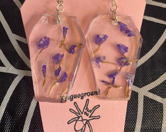 Resin Coffin Earrings - Choose Your Own Color & Inclusions