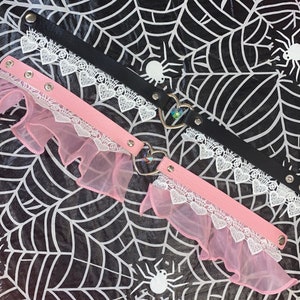 Handmade Lace Ruffle Chokers/Collars | pastel goth kawaii lolita clowncore pink black