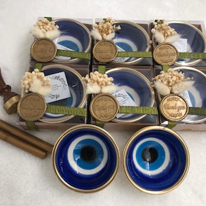 Wedding Favors Evil Eye Ceramic Bowl Party Favors, Golden Bridal Shower, Baby Shower, Confirmation and Baptism Party Favors