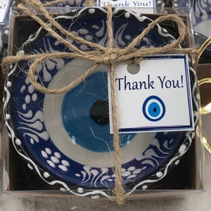 Ciotola in ceramica con occhio malvagio per regalo di nozze in grandi quantità, tradizione greca, regalo di nozze di Natale fai da te