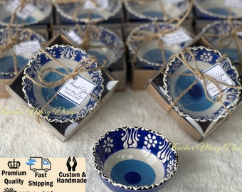 Evil Eye Ceramic Bowl, Handmade Wedding Gifts, Baby Shower Party Favors Tax-Free for USA