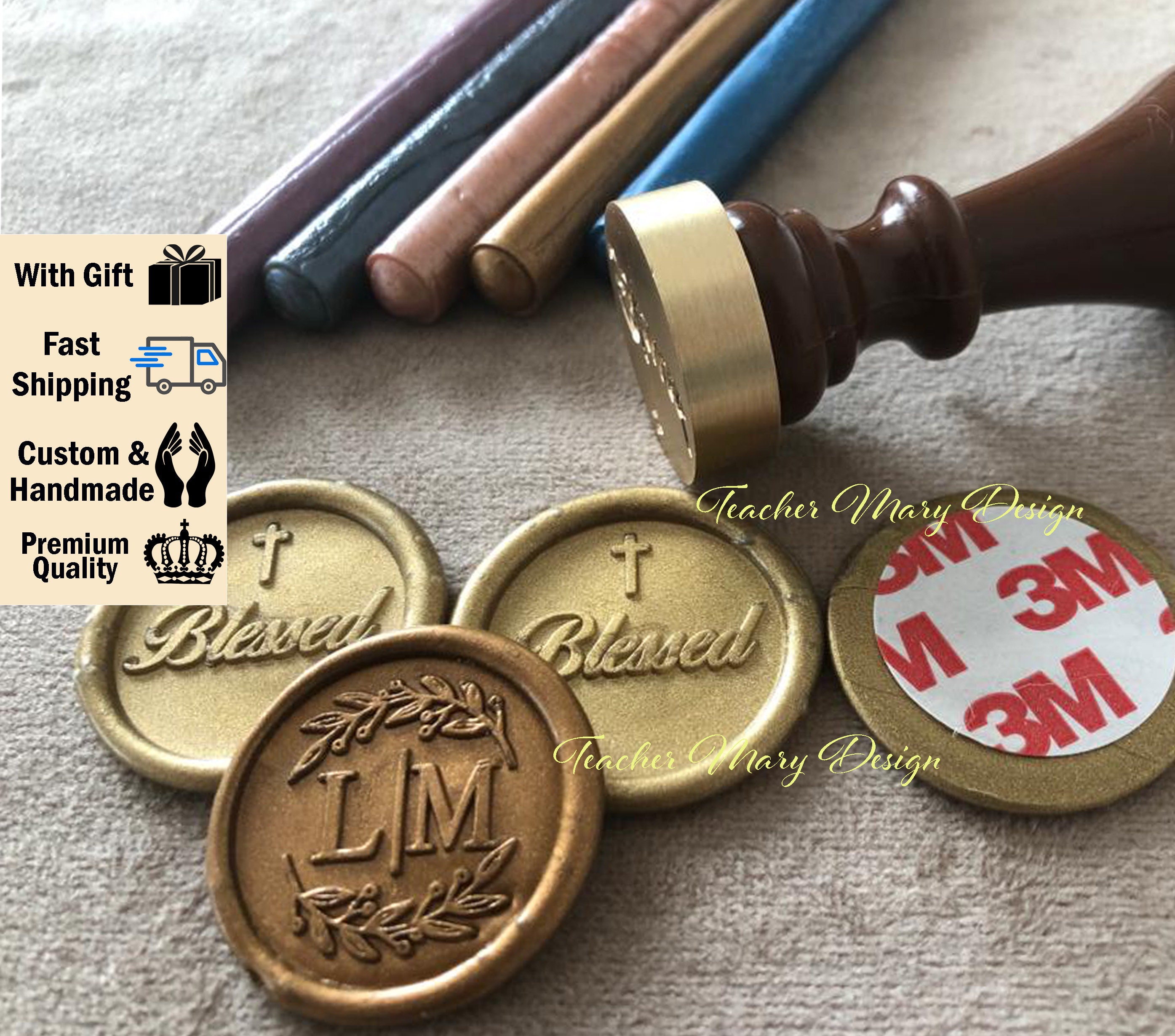 Alphabet Letter Wax Seal Stamp // Cursive Script Calligraphy Initial  Monogram Brass Stamp 