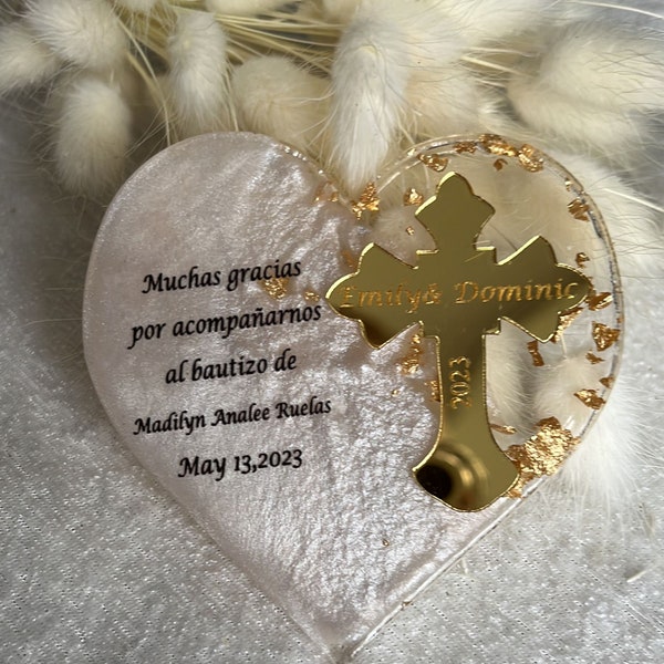 Baptism Favors Silver Golden Cross, First Holy Communion, Personalized Luxury Silver Cross, Cross Resin Magnet, Mi Bautizo, Thank you gift