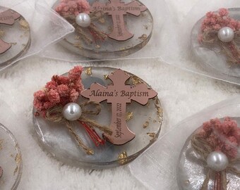 Personalized Baptism Favors, Cross Magnet, Free-Express Shipping