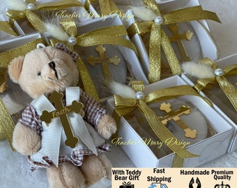 Baptism Favors, Luxury Golden Cross Baptism Fridge Magnet Gift, First Holy Communion, Thank you gift with Decorated Box