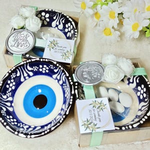 Evil Eye Ceramic Bowl Favor, Wedding Gift, Baby Shower, Birthday Tax-Free for USA
