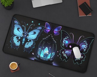 Kawaii Cute Dark Moths and Butterfly Desk Mat