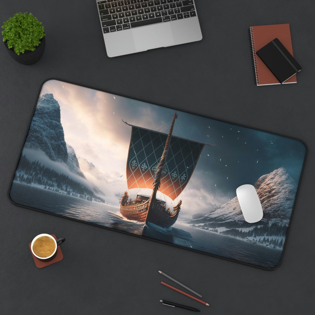 Viking Ship Deskpad, Viking Desk Mat, Viking Mousepad XL, Norse Mouse