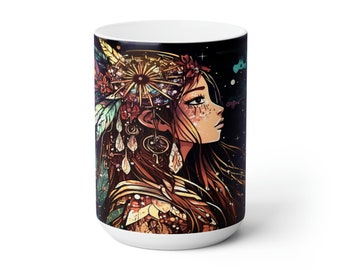 Scandinavia Princess Ceramic Coffee Mug - 15oz - Latte Mug - Home Office- Kitchen Décor - Coffee Addict Lovers Gift - Tea Drinkers