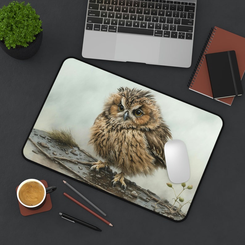 Animal Desk Mat, Owl Desk Pad, Cute Mousepad, Owl Mouse Pad, Nature