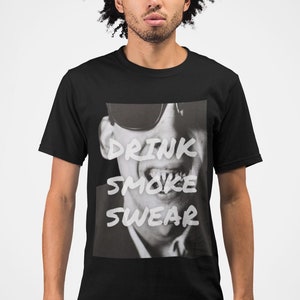 SHANE Classic Fit AmplifyDestroy Print Tee Shirt Shane MacGowan Pogues London Irish Punk Rock Drink Smoke Swear Black White Mens Womens