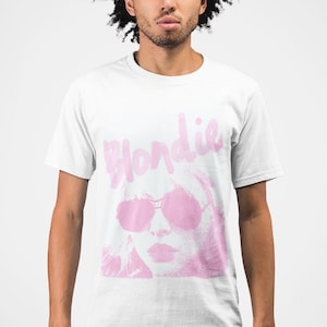 DEBBIE Classic Fit AmplifyDestroy Print Tee Shirt Blondie Debbie Harry womens mens vintage style white pink