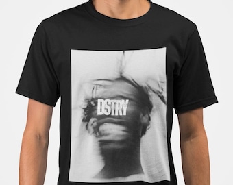 LOCO Classic Fit AmplifyDestroy Print T-Shirt Freizeitkleidung, Geschenk für Künstler, Streetwear-Mode