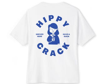 HIPPY CRACK Classic Fit Amplkette Destroyen Print Boxy Oversized Casual Style Wear, Geschenk Trendy Sommer Top Festival Glastonbury