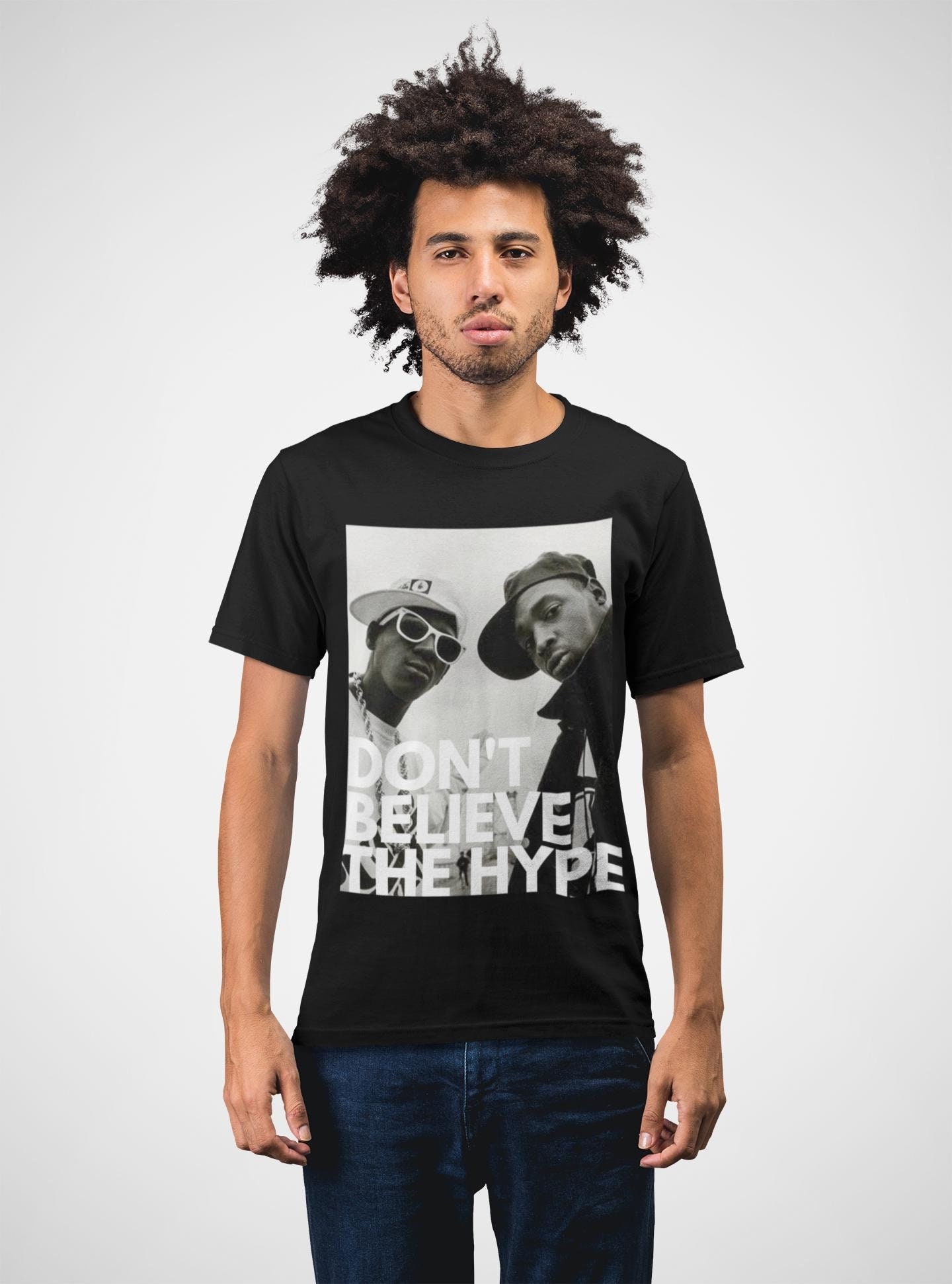 PUBLIC ENEMY Classic Fit AmplifyDestroy Print Tee Shirt Flavor Flav Chuck D Don't Believe the Hype Hip-Hop Graphic 80s Rap Icon retro music