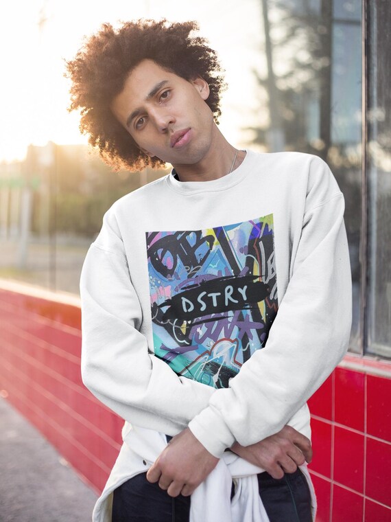 Felpa girocollo con stampa graffiti: stile street art Italia