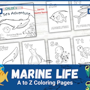 Sea Animal Alphabet Coloring Book For Kids (Toddlers & Preschoolers) | For Homeschooling, Classroom Learning or Baby Sitting | - 28 Pages