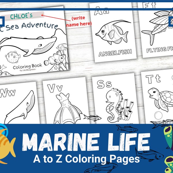 Sea Animal Alphabet Coloring Book For Kids (Toddlers & Preschoolers) | For Homeschooling, Classroom Learning or Baby Sitting | - 28 Pages