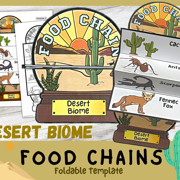 Desert Food chains foldable kids' craft | Snow Globe | Food Web Printable | Food Chain | A4 and 11x8.5 inch | Science Activity |