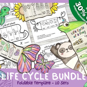 Foldable Life Cycle Bundle of 10 Templates | Discounts with Bundle | Learning Activity For Kids | A4 and 11x8.5 inch | Digital Download |