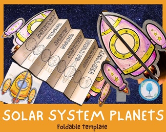 Układ Słoneczny Planety Statek Kosmiczny Foldout | Nauka Kosmosu | Edukacja domowa Montessori Toddler Planety Aktywności Przestrzeń Kosmiczna Przedszkolne Arkusze Robocze