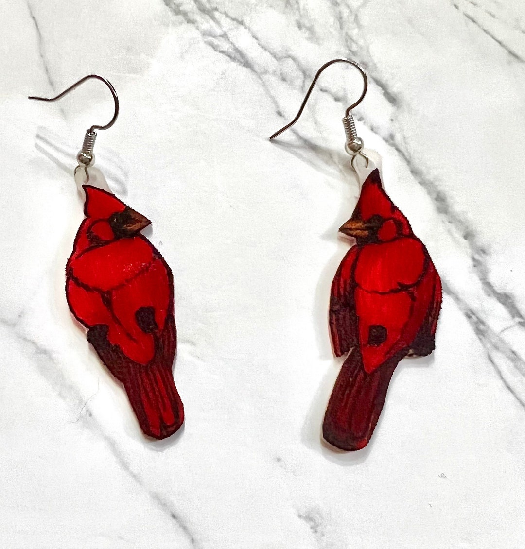 Northern Cardinal Bird Earrings Red Etsy