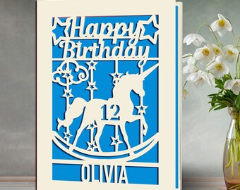Personalized Birthday Card Laser Paper Cut Greeting Cards | Happy Birthday Age Card | Any Name Any Age 1st 16th 21st 30th 50th 70th 80th