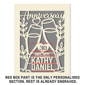 Personalized Wedding Anniversary Card for Him Her Husband Wife Couples ...