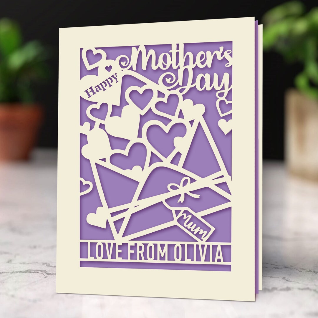 Personalized Happy Mothers Day Card | Laser Papercut With Flower Design ...