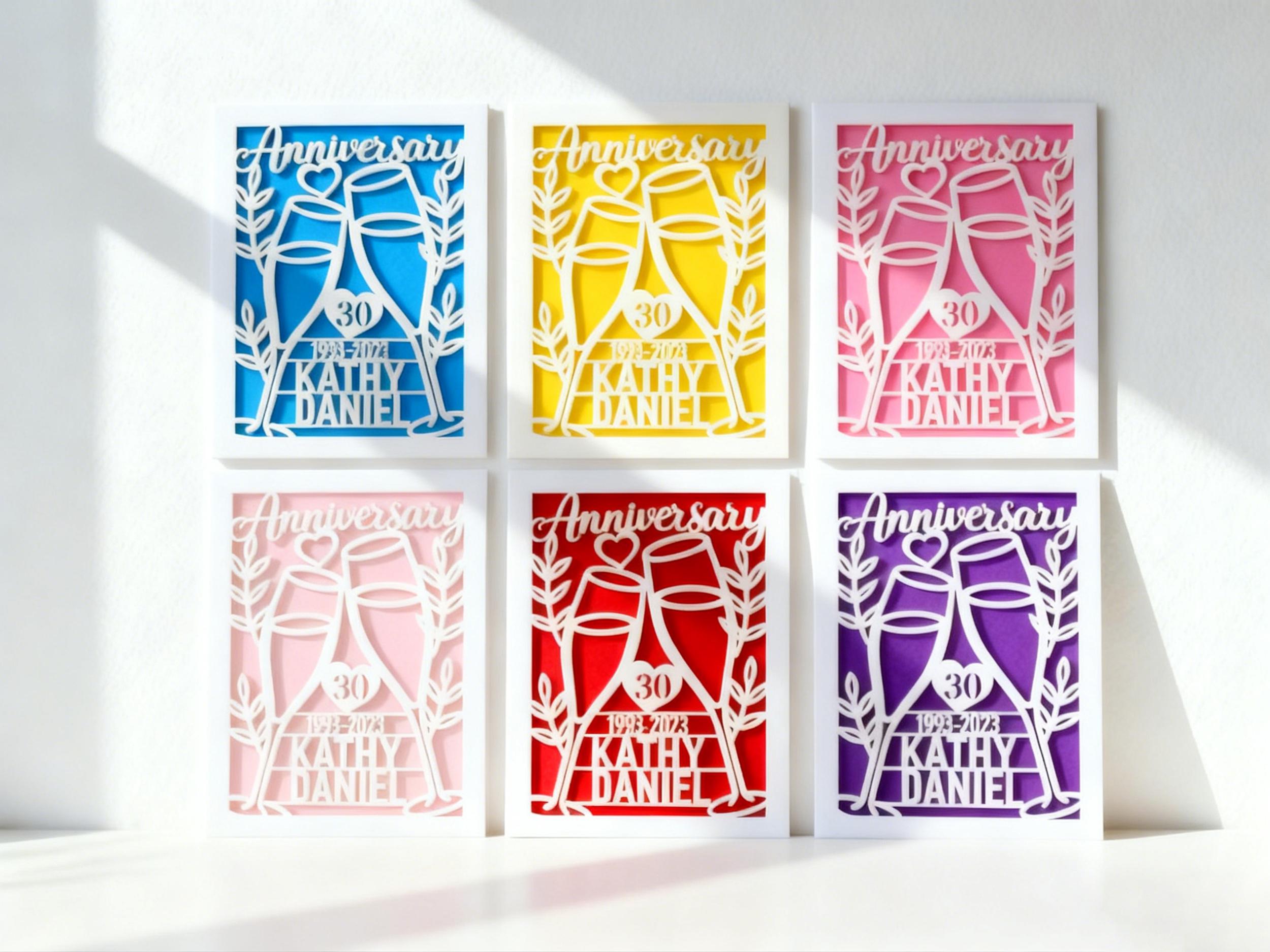 Personalized Wedding Anniversary Card for Him Her Husband Wife Couples ...