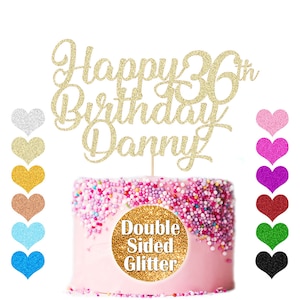 Personalized Happy Birthday Cake Topper Customised Cake Topper with Any Name Any Age Cake Decoration 18th 21st 36 th 40th 50th 11 Colors