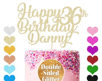 Personalized Happy Birthday Cake Topper Customised Cake Topper with Any Name Any Age Cake Decoration 18th 21st 36 th 40th 50th 11 Colors