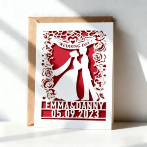 Personalized Papercut On Your Wedding Day Card Wedding Anniversary Card for Him Her Husband Wife Couples Custom Gifts Anniversary Papercut