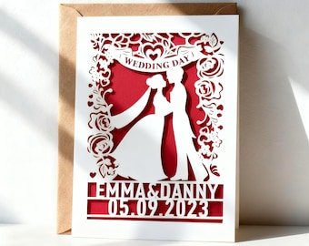 Personalized Papercut On Your Wedding Day Card Wedding Anniversary Card for Him Her Husband Wife Couples Custom Gifts Anniversary Papercut