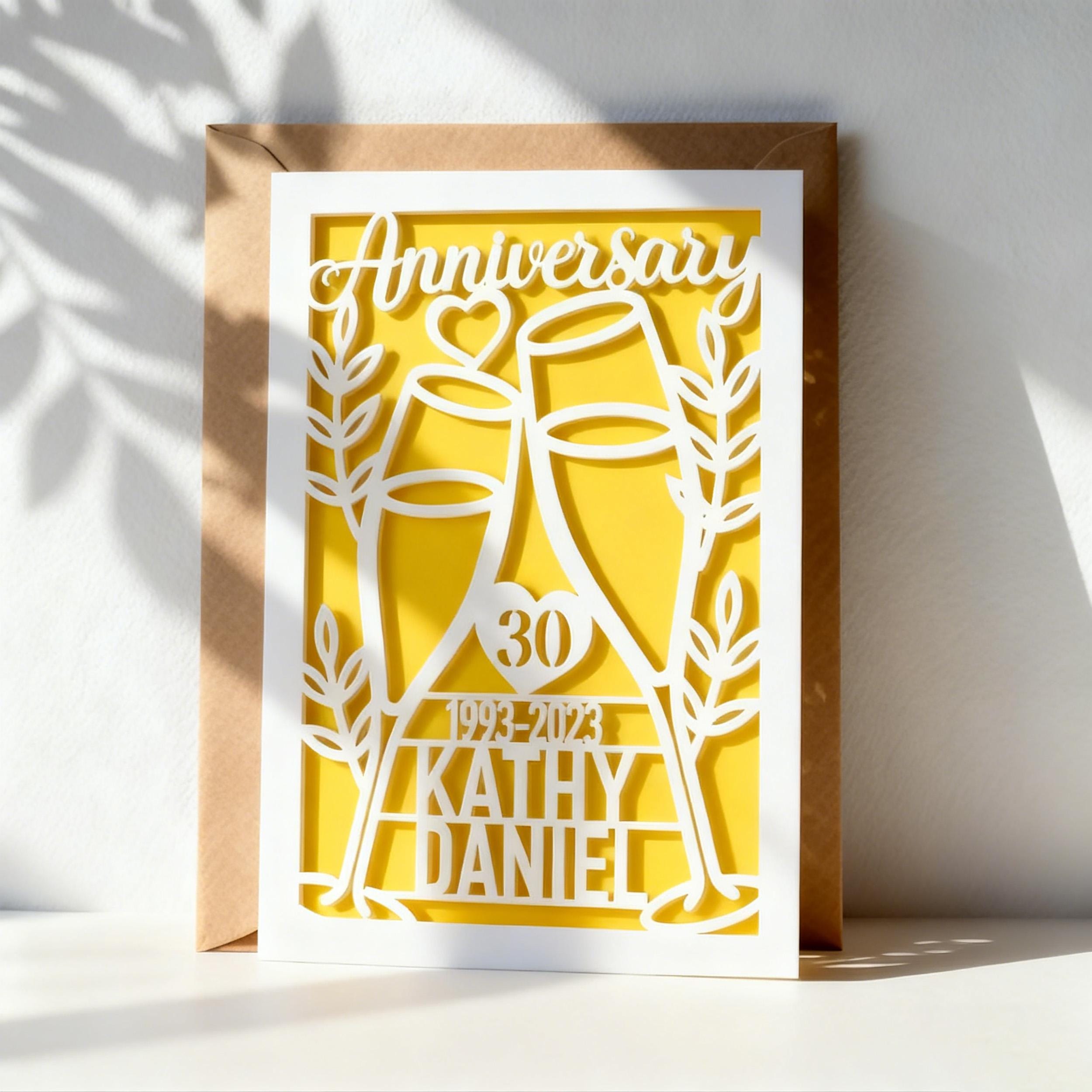 Personalized Wedding Anniversary Card for Him Her Husband Wife Couples ...