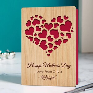 Personalized Mothers Day Card Mothers Day Gifts for Mom Wooden Greeting Card Gifts for Mum Grandma Nana Custom Cards for Birthday