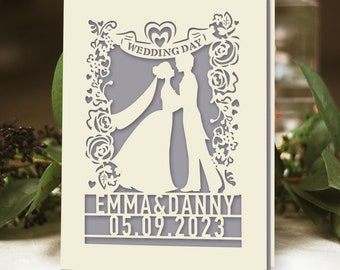 Personalized Papercut On Your Wedding Day Card Wedding Anniversary Card for Him Her Husband Wife Couples Custom Gifts Anniversary Papercut