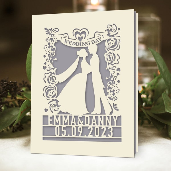 Personalized Papercut On Your Wedding Day Card Wedding Anniversary Card for Him Her Husband Wife Couples Custom Gifts Anniversary Papercut