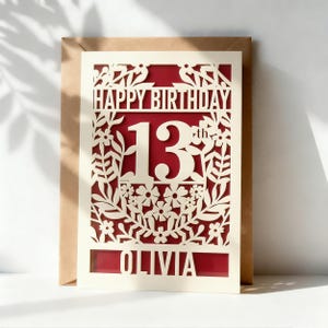 Personalized Happy Birthday Card Laser Paper Cut Birthday Greeting Card Custom with Any Name Any Age Birthday Cards 18th 21st 30th 40th 50th