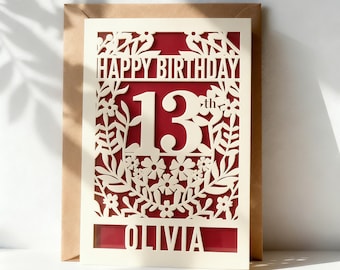 Personalized Happy Birthday Card Laser Paper Cut Birthday Greeting Card Custom with Any Name Any Age Birthday Cards 18th 21st 30th 40th 50th