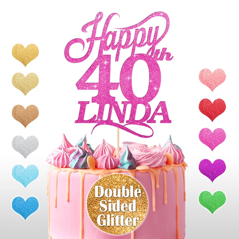 Personalized Birthday Cake Topper - Custom Name & Age Glitter Card, Double Sided, 6.3x4.7 Inches - View #12