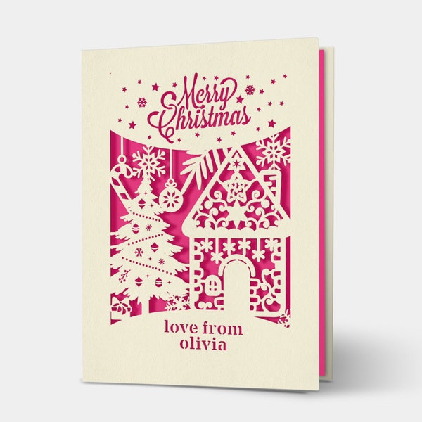 Personalized Christmas Cards With Any Name Custom Xmas Greeting Cards For Friends Paper Cut Christmas Gifts For Kids Family