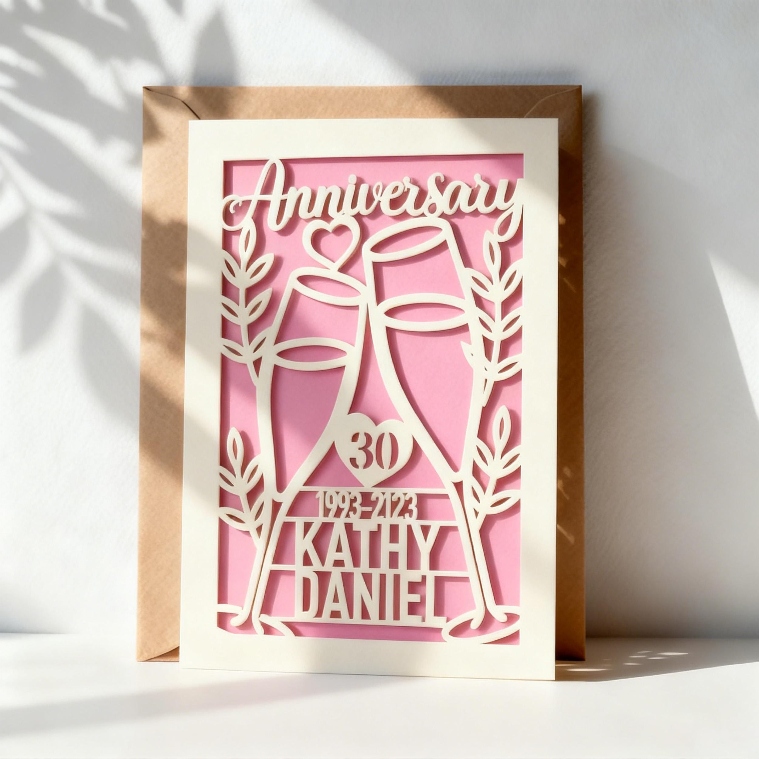 Personalized Wedding Anniversary Card for Him Her Husband Wife Couples ...