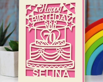 Personalized Happy Birthday Card Paper Cut Happy Birthday Card for Him Her Women Girl Boy Men Custom Gift for 16th 18th 21st 30th Birthday