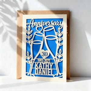 Personalized Wedding Anniversary Card for Him Her Husband Wife Couples ...