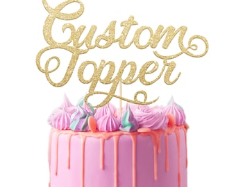 Personalized Cake Topper | Custom Cake Decoration with Any Text | Multicolor Glitter Party Retirement Birthday Wedding Decoration Any Text