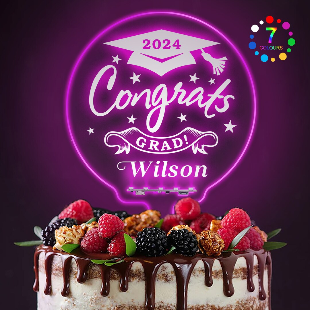 LED Personalized Graduation Cake Toppers 2024 Congrats Graduation Cake